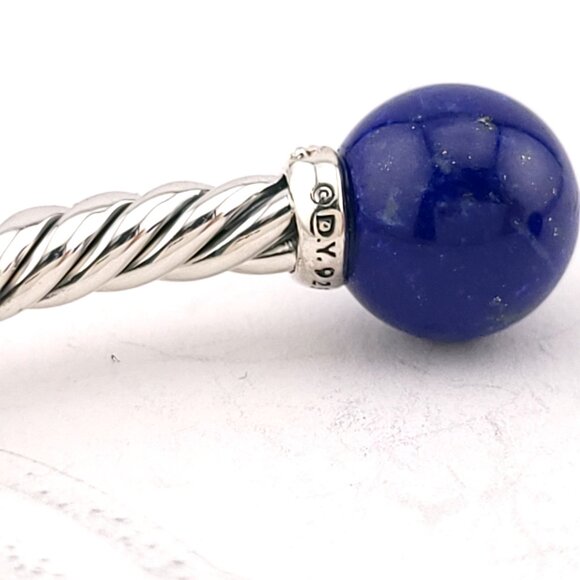 David Yurman Sterling Silver Diamonds & Lapis Solari 3.5mm Bangle Bracelet - Picture 8 of 11